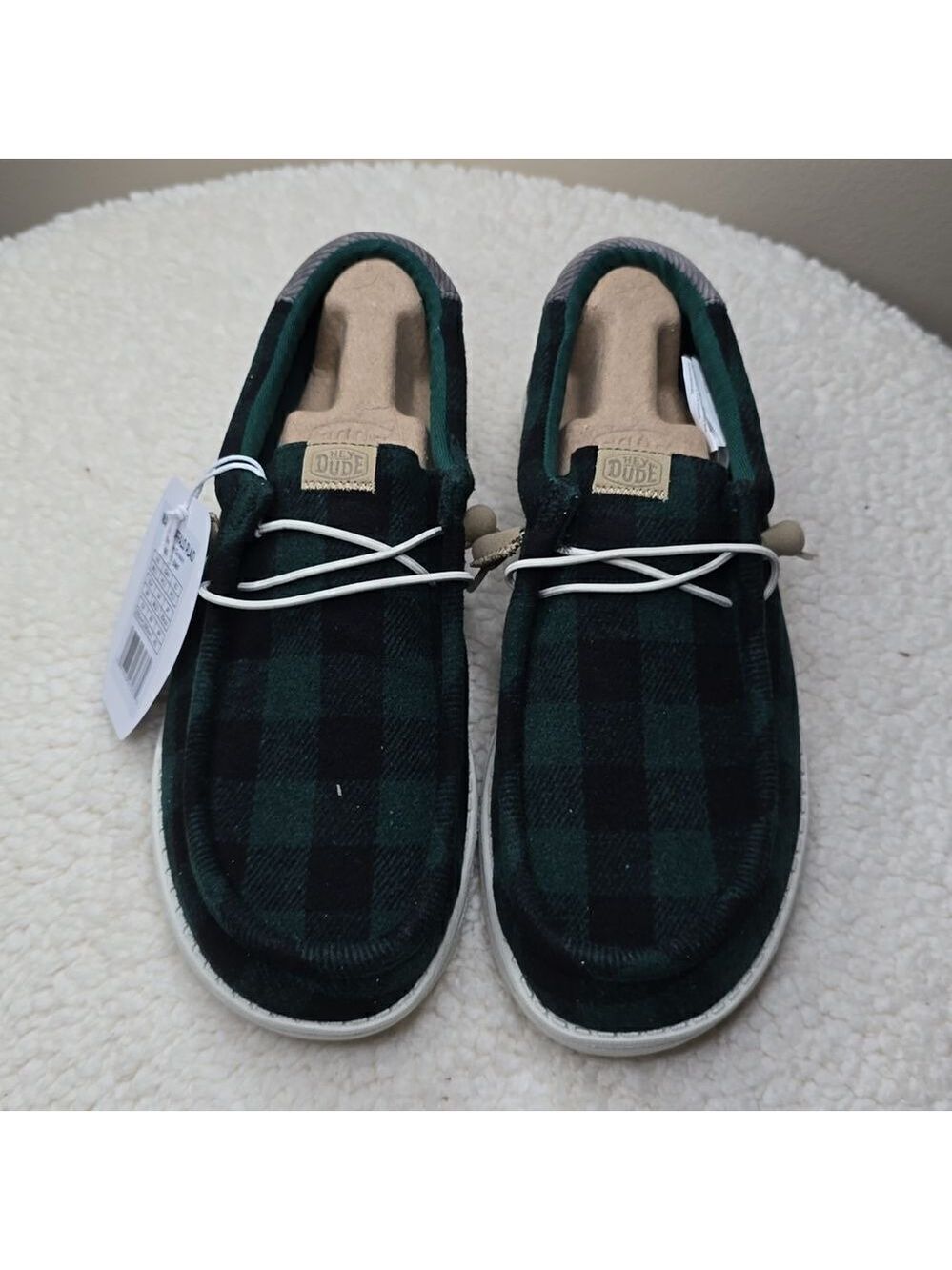 NWT Hey Dude Wally Buffalo Plaid Hunter Green Size 11